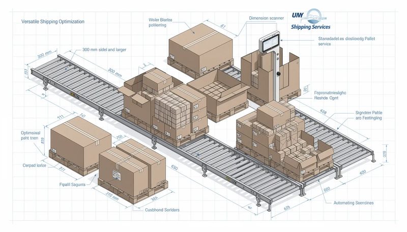 Versandoptimierung mit Kartons ab 300 mm, ideal für verschiedene Paketdienstleister.