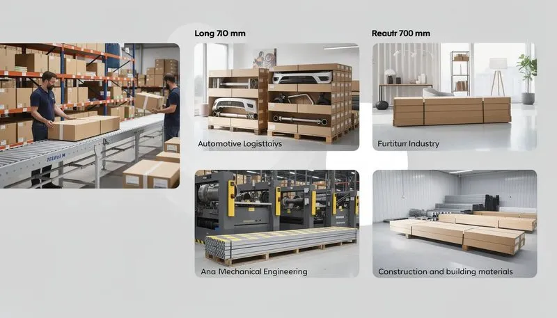 Einsatzbereiche von Versandkartons ab 700 mm Länge in verschiedenen Branchen.