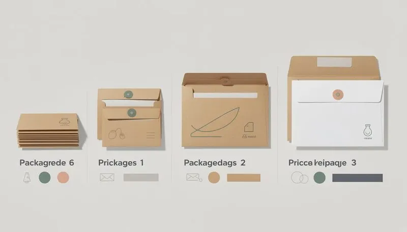 Verpackungseinheiten und Preise von Versandtaschen, dargestellt mit einer Preisliste.