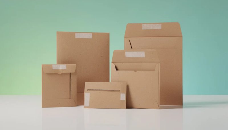 Verschiedene Größen von Versandtaschen aus Wellpappe für unterschiedliche Anforderungen.