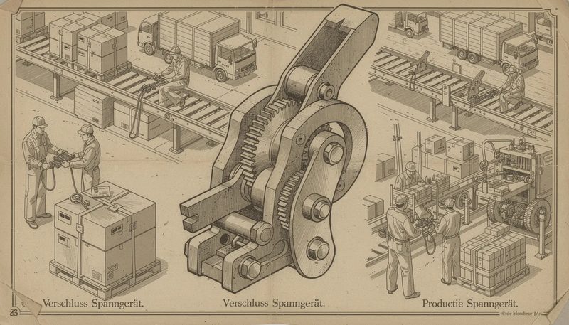 Anwendungen von Verschluss Spanngeraeten in verschiedenen Branchen, wie Logistik und Produktion.
