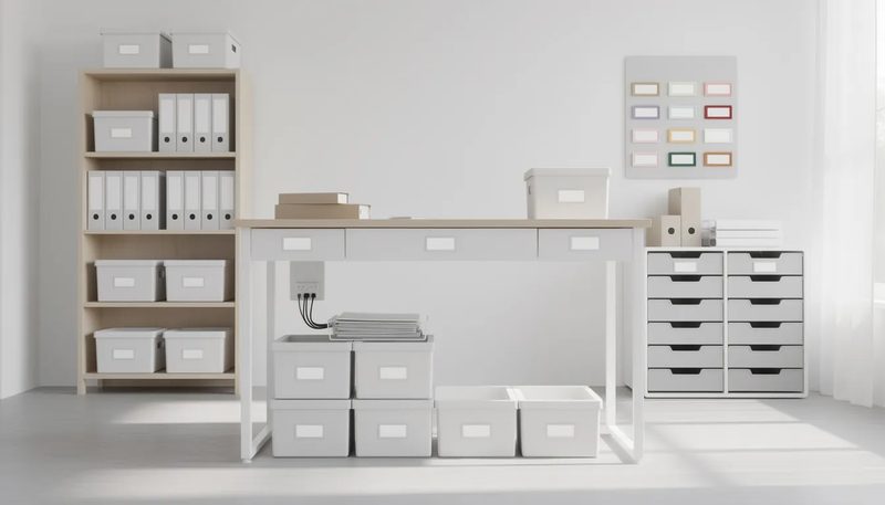 Anwendungsmöglichkeiten von Etiketten in einem Büro.