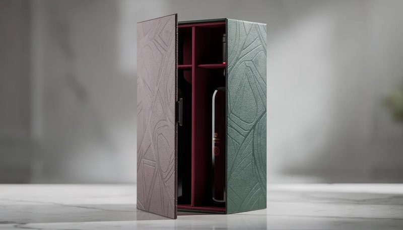 Elegante wein geschenkboxen mit strukturprägung