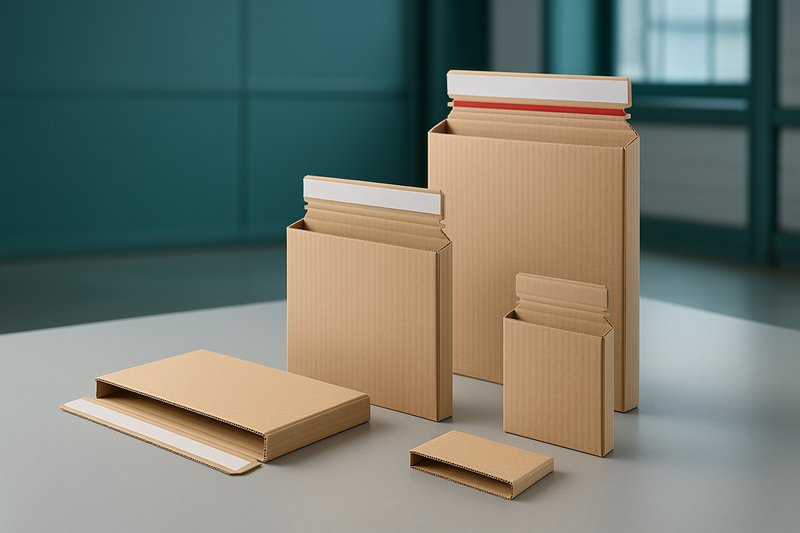 Versandtaschen aus Wellpappe mit Querbefuellung kaufen - KK Verpackungen