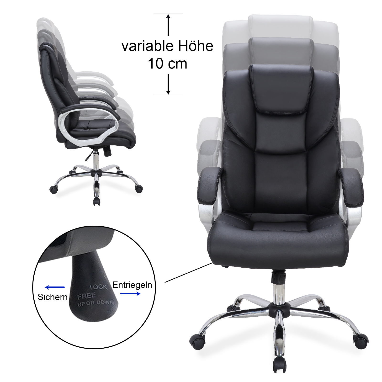 Chefsessel Midori© XXL Drehstuhl Bürostuhl Bürosessel Stuhl Kunstleder 210 KG 