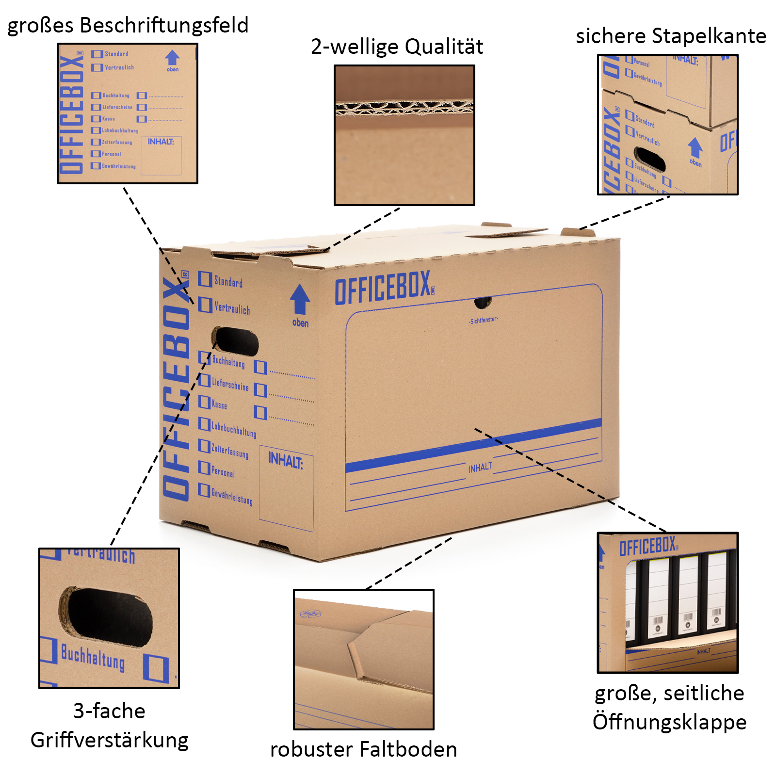 Officebox® Ordnerkarton Archivkarton Archivschachtel Archivbox Aktenkarton - Produktbild 2