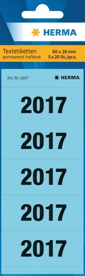 HERMA 1697 Jahreszahlen 2017 für Ordner 60x26 mm blau Papier mat