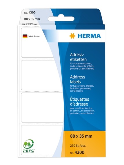 HERMA 4300 Adressetiketten für Schreibmaschinen endlos leporello