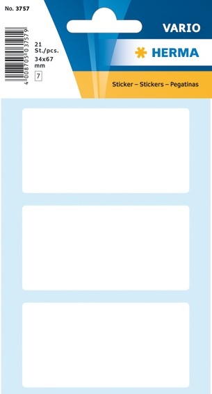 HERMA 3757 Vielzwecketiketten 34x67 mm weiß Papier matt 210 St.