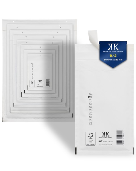 200x B2 Luftpolstertaschen 140x225 mm weiß