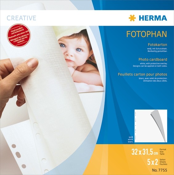 HERMA 7755 Fotokarton, 320x315 mm, weiß, 5 Blatt
