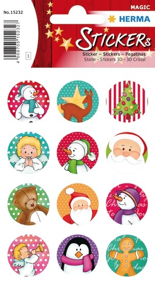 HERMA 15232 10x Sticker MAGIC Weihnachtssymbole, Stone