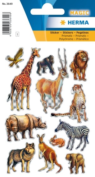 HERMA 3649 10x Sticker MAGIC Tiere Afrikas, Prismaticfolie