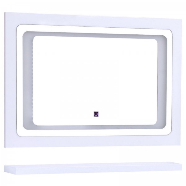 Midori Badmöbel Set Spiegel LED Touch Weiß Hochglanz 90 cm