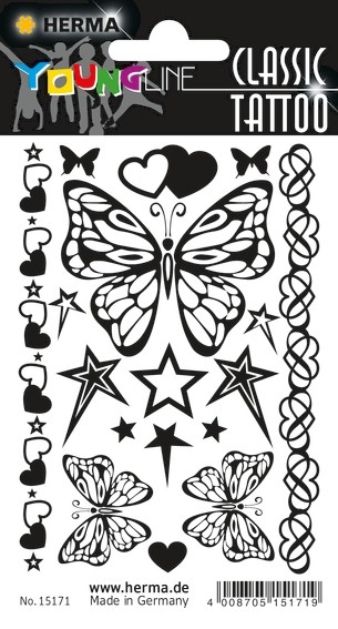 HERMA 15171 10x CLASSIC Tattoo Black Butterfly