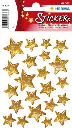HERMA 3936 10x Sticker MAGIC Sterne 5-zackig, Stone