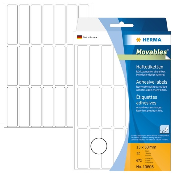 HERMA 10606 Vielzwecketiketten 13x50 mm weiß Movables/ablösbar P