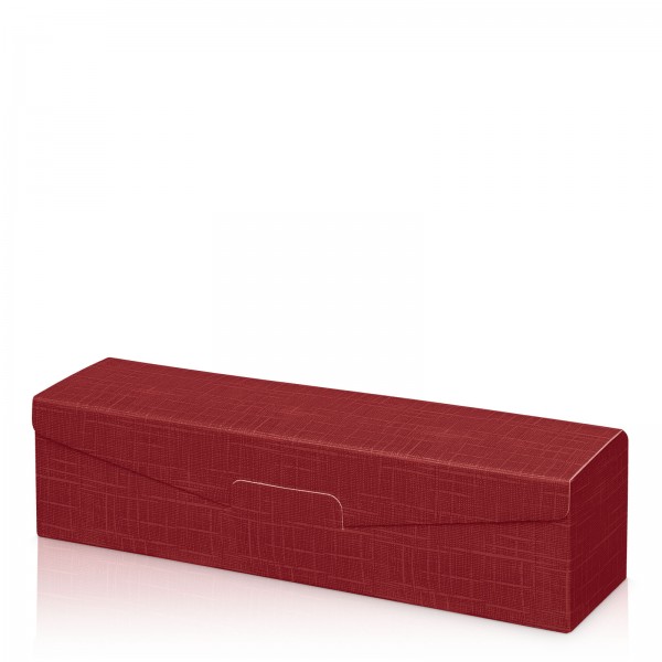 Präsentkarton für 1 Flasche 380x95x90 mm strukturgeprägt Rot Bordeaux