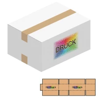 335x250x170 mm zweiwellige Kartons, weiß mit Digitaldruck