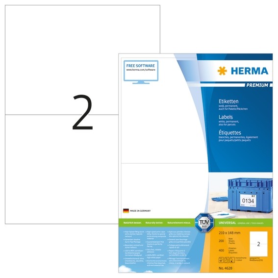 HERMA 4628 Etiketten Premium A4 210x148 mm weiß Papier matt 400