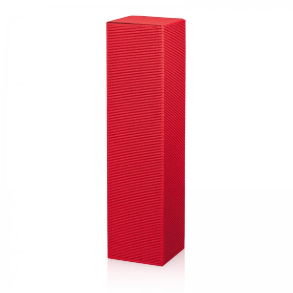 Faltschachtel für 1 Flasche 90x90x355 mm offene Welle Rot