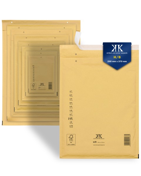 100 Luftpolstertaschen Luftpolster-Versandtaschen H8 H/8 290x370mm Braun