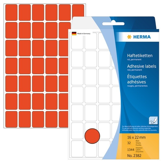 HERMA 2382 Vielzwecketiketten 16x22 mm rot Papier matt Handbesch