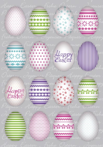 HERMA 1724 10x Sticker DECOR Happy Easter Bunte Eier