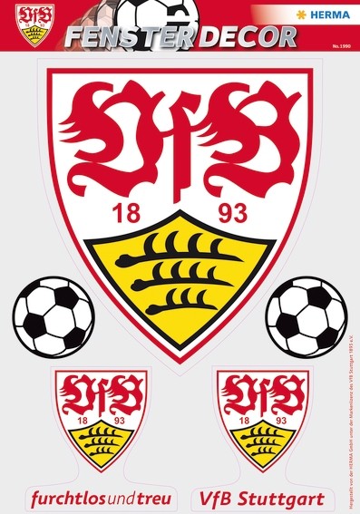 HERMA 1990 Fensterdecor VfB 35 x 50 cm, große Logos