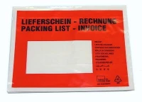 250er Pack DIN C6 Lieferscheintaschen Rot / Bedruckt