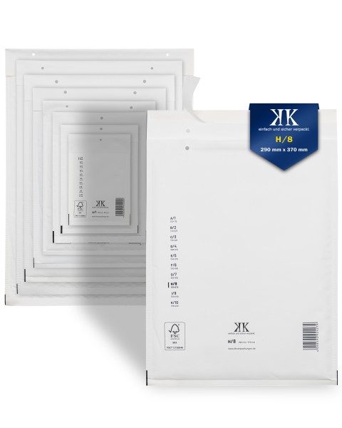 100 Luftpolstertaschen Luftpolster-Versandtaschen H8 H/8 290x370mm Weiß