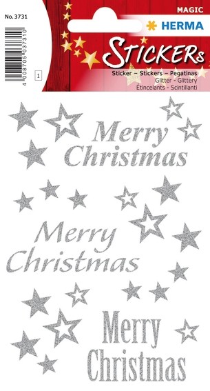 HERMA 3731 10x Sticker MAGIC Merry Christmas, glittery