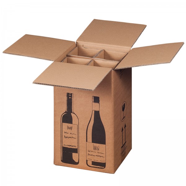 Flaschenkarton für 4 Flaschen mit PTZ-Zulassung (DHL/UPS), 212 x 204 x 368 mm