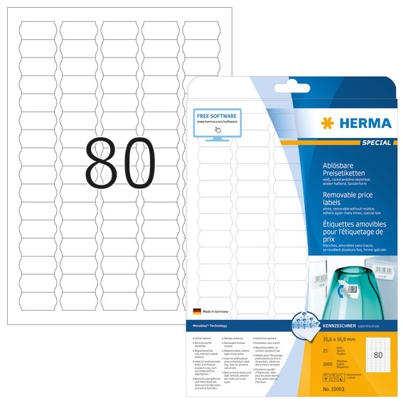 HERMA 10002 Preisetiketten A4 35,6x16,9 mm weiß Movables/ablösba