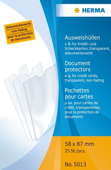 HERMA 5013 25x Ausweishüllen 58x87 mm für Kredit-/Scheckkarte