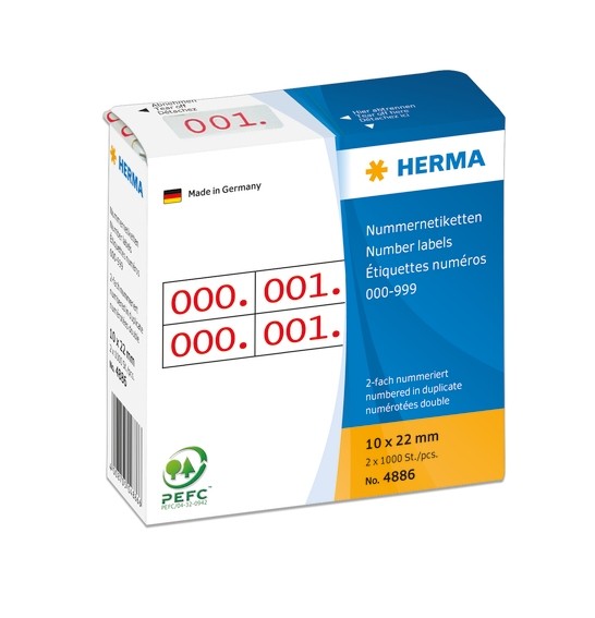 HERMA 4886 Nummernetiketten doppelt selbstklebend 10x22 mm Aufdr