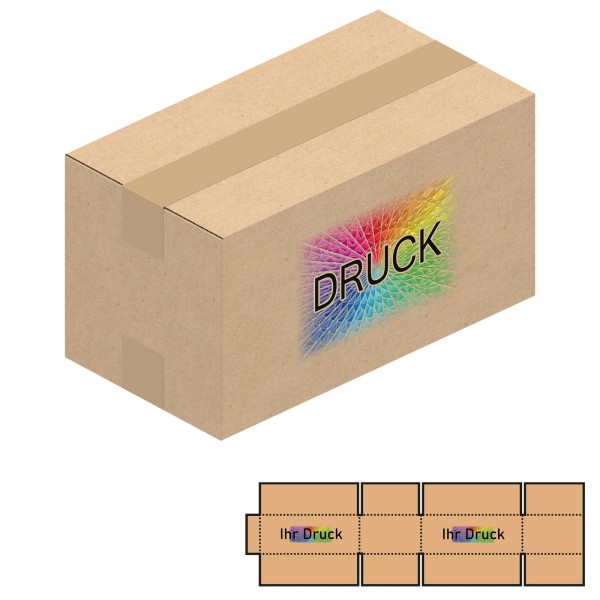 234x124x118 mm einwellige Kartons, weiß mit Digitaldruck