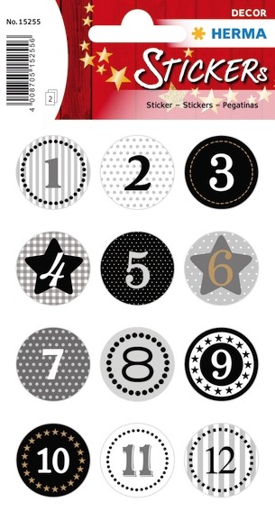 HERMA 15255 10x Sticker DECOR Adventskalender10x Sticker 1-24, S