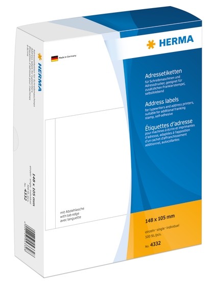 HERMA 4332 Adressetiketten für Schreibmaschinen einzeln 148x105