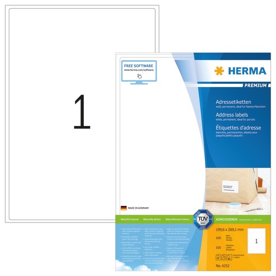 HERMA 4252 Adressetiketten Premium A4 199,6x289,1 mm weiß Papier