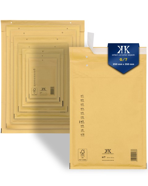 100 Luftpolstertaschen G7 G/7 250x350mm Braun