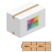 485x285x300 mm zweiwellige Kartons, weiß mit Digitaldruck