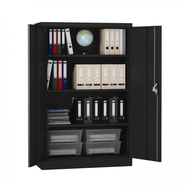 Aktenschrank 140x90x40 cm mit 3 Böden schwarz