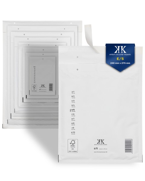100x E5 Luftpolstertaschen 240x275 mm weiß