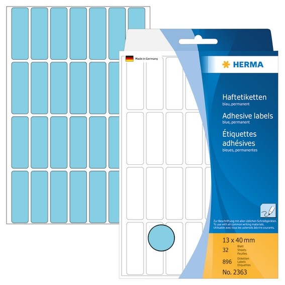 HERMA 2363 Vielzwecketiketten 13x40 mm blau Papier matt Handbesc