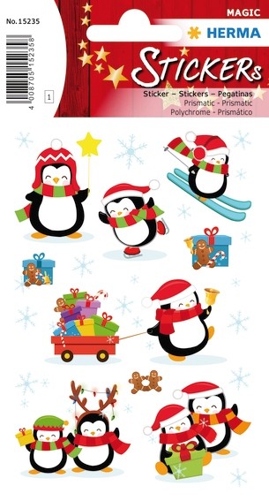 HERMA 15235 10x Sticker MAGIC Winter Pinguine, Prismaticfolie