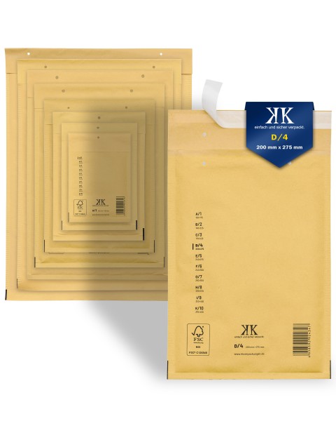 100x D4 Luftpolstertaschen 200x275 mm braun