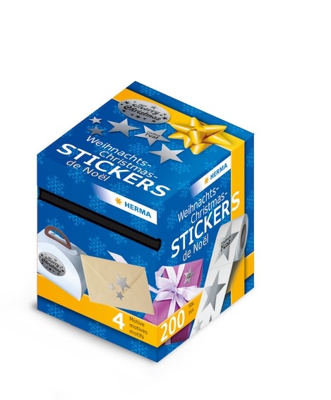 HERMA 15135 Weihnachtssticker, Sterne bedruckt, 200 Sticker auf