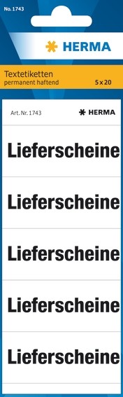 HERMA 1743 Textetiketten für Ordner Lieferscheine 60x26 mm weiß