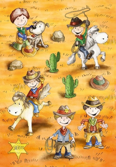 HERMA 3264 10x Sticker MAGIC lustige Cowboys, 3D Papier